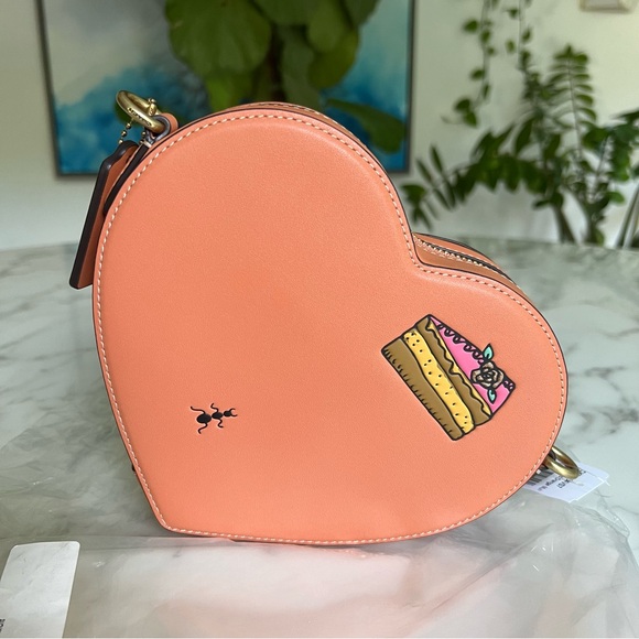 NWT COACH x Observed By Us Heart Leather Crossbody Bag CK398 Faded Orange - Picture 10 of 16